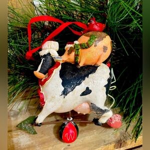 Holstein Cow /Pig Weather Vane Christmas Tree Ornament - NWD!